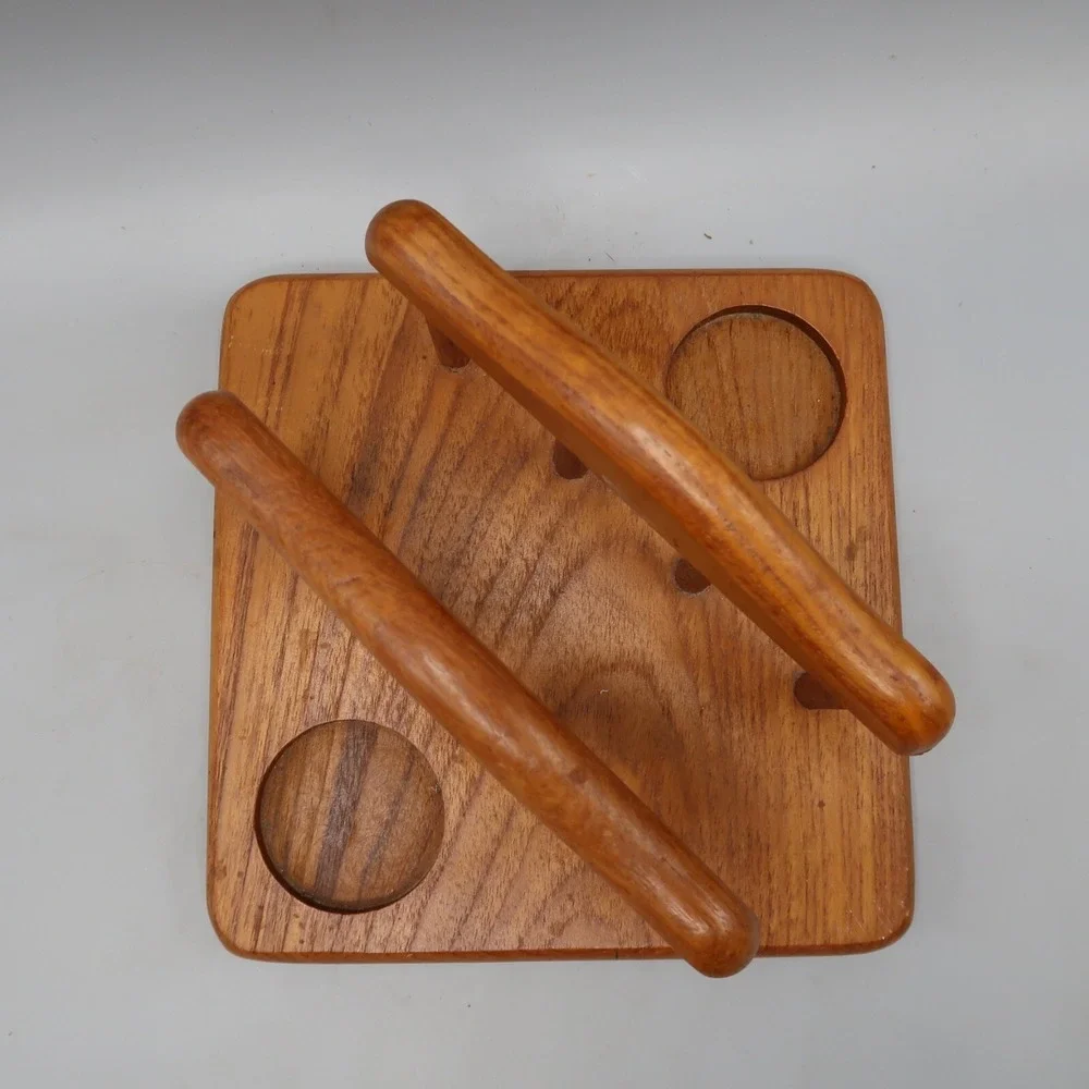 Vintage MCM Pepper and Salt Shaker in Wooden Napkin Holder Lord + Taylor Picnic